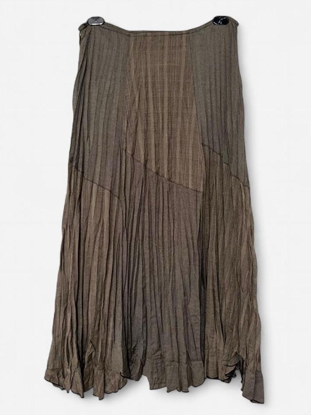 Tribal Earthy Patchwork Maxi Skirt / Krinkle Pleated / Archival - Picture 4 of 5